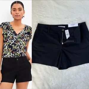 LOFT, NWT, Monroe Chino Shorts 4”, black, 4
